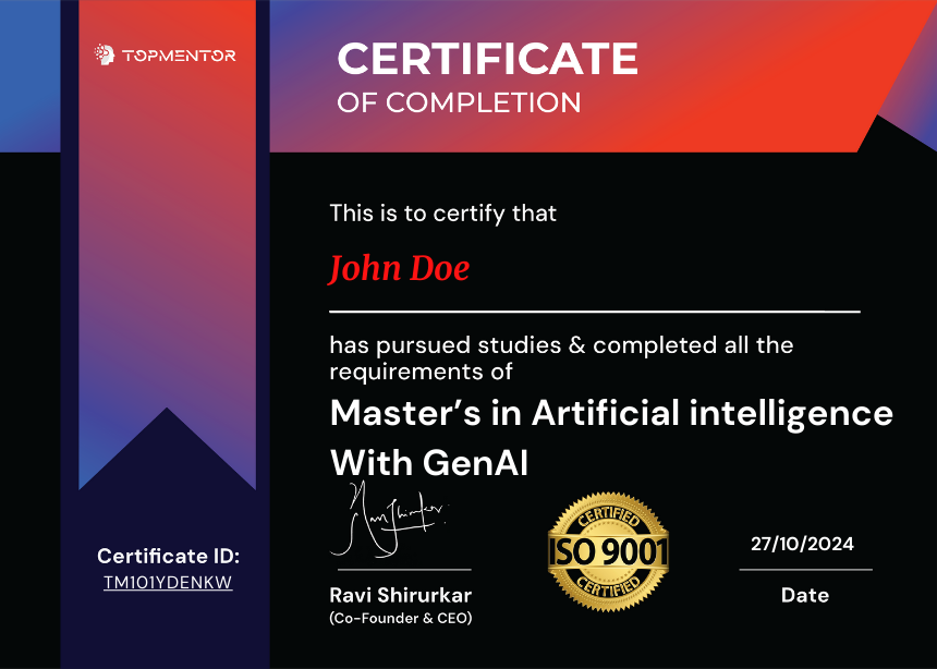 Master’s in artificial intelligence certification